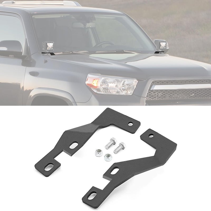 ROMELACK Ditch LED Light Brackets Hood Mount Pods Bracket Compatible with Toyota 4Runner 2010-2024 (Black) - Image 1